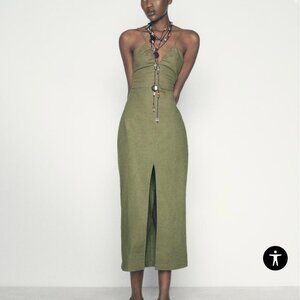 Linen Blend Midi Dress